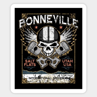 Bonneville Salt Flats Utah Distressed Grunge Skull Design Sticker